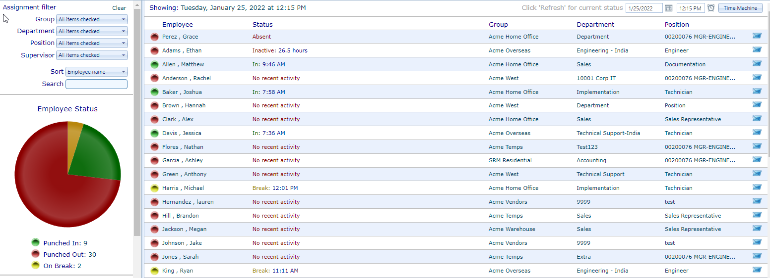 screenshot of Journyx Time and Attendance